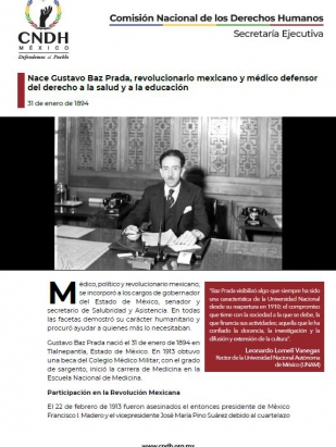 Nace Gustavo Baz Prada, revolucionario mexicano y médico defensor del derecho a la salud y a la educación
