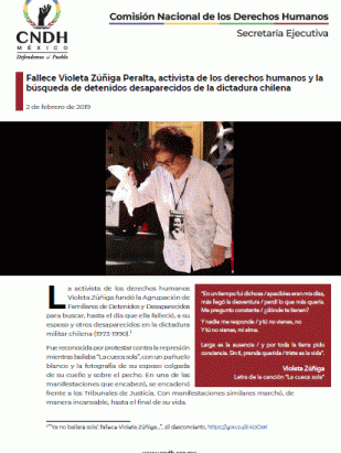 Fallece Violeta Zúñiga Peralta, activista de los derechos humanos y la búsqueda de detenidos desaparecidos de la dictadura chilena