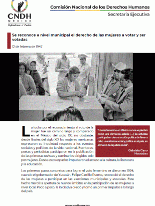 Se reconoce a nivel municipal el derecho de las mujeres a votar y ser votadas