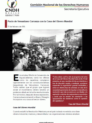 Pacto de Venustiano Carranza con la Casa del Obrero Mundial