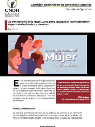 Día Internacional de la Mujer. Lucha por la igualdad, el reconocimiento y el ejercicio efectivo de sus derechos