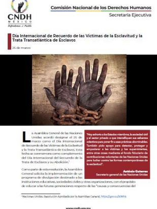 Día Internacional de Recuerdo de las Víctimas de la Esclavitud y la Trata Transatlántica de Esclavos