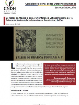 Se realiza en México la primera Conferencia Latinoamericana por la Soberanía Nacional, la Independencia Económica y la Paz