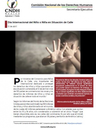 Día Internacional del Niño o Niña en Situación de Calle