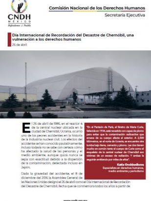 Día Internacional de Recordación del Desastre de Chernóbil, una vulneración a los derechos humanos