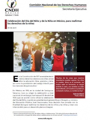 Celebración del Día del Niño y de la Niña en México, para reafirmar los derechos de la niñez