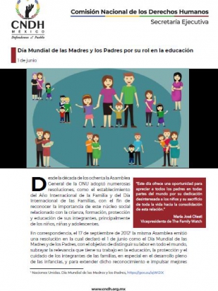 Día Mundial de las Madres y los Padres por su rol en la educación