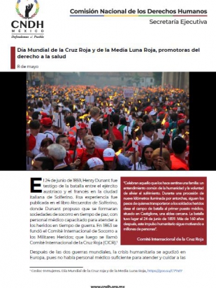 Día Mundial de la Cruz Roja y de la Media Luna Roja, promotoras del derecho a la salud