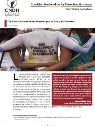 Día Internacional de las Mujeres por la Paz y el Desarme