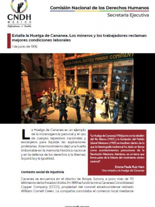 Estalla la Huelga de Cananea. Los mineros y los trabajadores reclaman mejores condiciones laborales