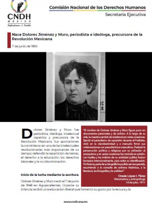 Nace Dolores Jiménez y Muro, periodista e ideóloga, precursora de la Revolución Mexicana