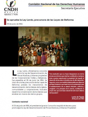 Se aprueba la Ley Lerdo, precursora de las Leyes de Reforma