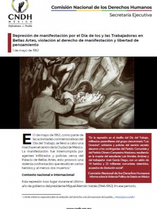 Represión de manifestación por el Día de los y las Trabajadoras en Bellas Artes, violación al derecho de manifestación y libertad de pensamiento