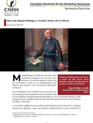 Nace de Miguel Hidalgo y Costilla, Padre de la Patria