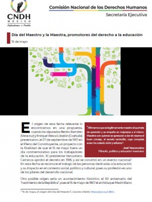 Día del Maestro y la Maestra, promotores del derecho a la educación