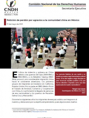 Petición de perdón por agravios a la comunidad china en México