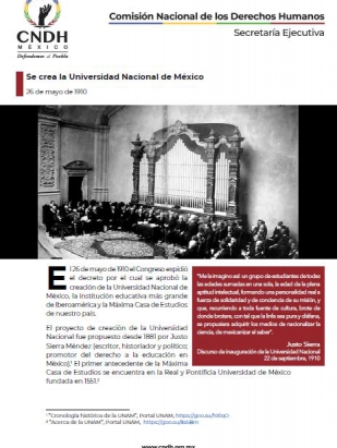 Se crea la Universidad Nacional de México