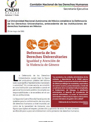 La Universidad Nacional Autónoma de México establece la Defensoría de los Derechos Universitarios, antecedente de las instituciones de derechos humanos en México