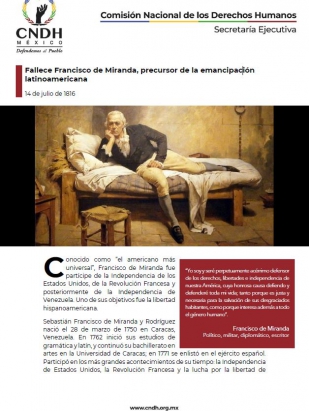 Fallece Francisco de Miranda, precursor de la emancipación latinoamericana