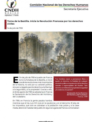 Toma de la Bastilla. Inicia la Revolución Francesa por los derechos civiles