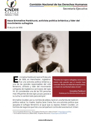 Nace Emmeline Pankhurst, activista política británica y líder del movimiento sufragista