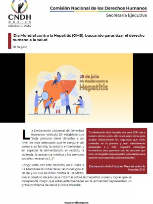 Día Mundial contra la Hepatitis (OMS), buscando garantizar el derecho humano a la salud