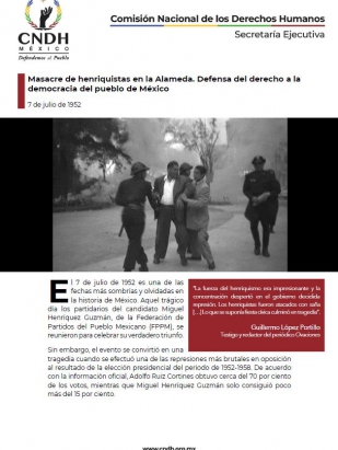 Masacre de henriquistas en la Alameda. Defensa del derecho a la democracia del pueblo de México