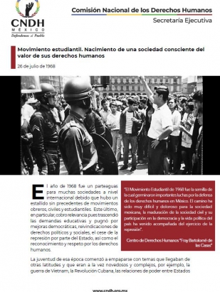 Movimiento estudiantil. Nacimiento de una sociedad consciente del valor de sus derechos humanos