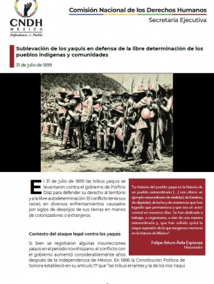 Sublevación de los yaquis en defensa de la libre determinación de los pueblos indígenas y comunidades