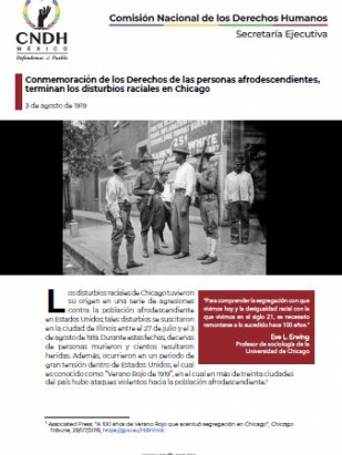 Conmemoración de los Derechos de las personas afrodescendientes, terminan los disturbios raciales en Chicago