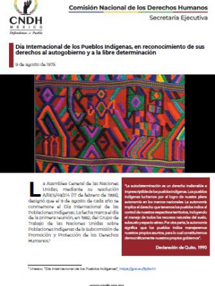 Día Internacional de los Pueblos Indígenas, en reconocimiento de sus derechos al autogobierno y a la libre determinación