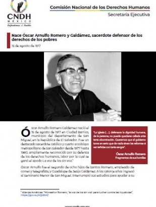 Nace Óscar Arnulfo Romero y Galdámez, sacerdote defensor de los derechos de los pobres
