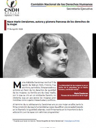 Nace Marie Deraismes, autora y pionera francesa de los derechos de la mujer