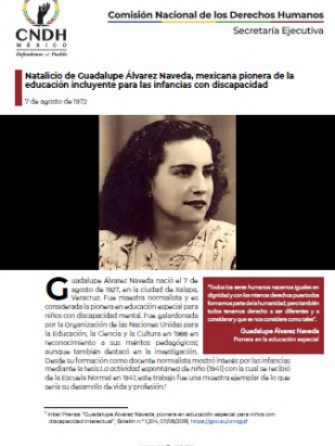 Natalicio de Guadalupe Álvarez Naveda, mexicana pionera de la educación incluyente para las infancias con discapacidad