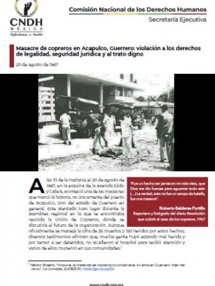 Masacre de copreros en Acapulco, Guerrero: violación a los derechos de legalidad, seguridad jurídica y al trato digno
