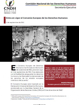 Entra en vigor el Convenio Europeo de los Derechos Humanos