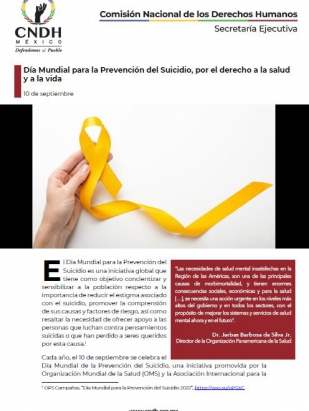 Día Mundial para la Prevención del Suicidio, por el derecho a la salud y a la vida