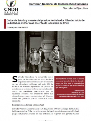 Golpe de Estado y muerte del presidente Salvador Allende, inicio de la dictadura militar más cruenta de la historia de Chile