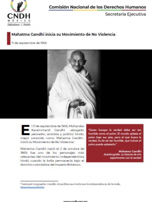 Mahatma Gandhi inicia su Movimiento de No Violencia