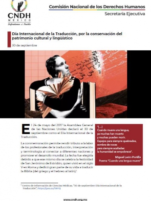 Día Internacional de la Traducción, por la conservación del patrimonio cultural y lingüístico