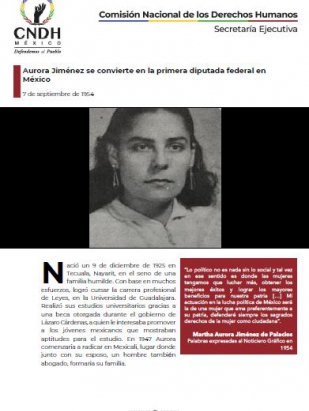 Aurora Jiménez se convierte en la primera diputada federal en México