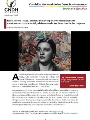 Nace Aurora Reyes, primera mujer exponente del muralismo mexicano, activista social y defensora de los derechos de las mujeres