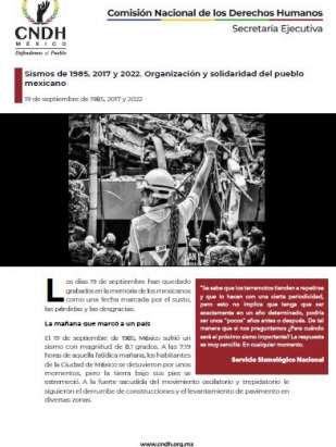 Sismos de 1985, 2017 y 2022. Organización y solidaridad del pueblo mexicano