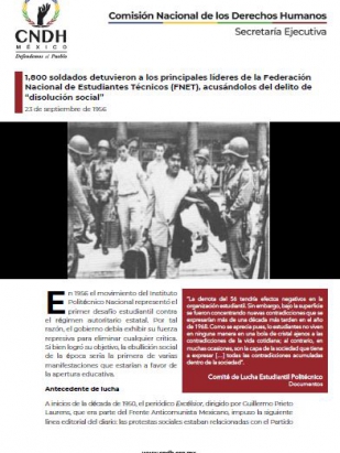 1,800 soldados detuvieron a los principales líderes de la Federación Nacional de Estudiantes Técnicos (FNET), acusándolos del delito de “disolución social”