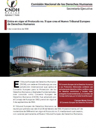 Entra en vigor el Protocolo no. 11 que crea el Nuevo Tribunal Europeo de Derechos Humanos