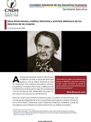 Nace Alicia Moreau, médica, feminista y activista defensora de los derechos de las mujeres