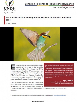 Día Mundial de las Aves Migratorias y el derecho al medio ambiente sano