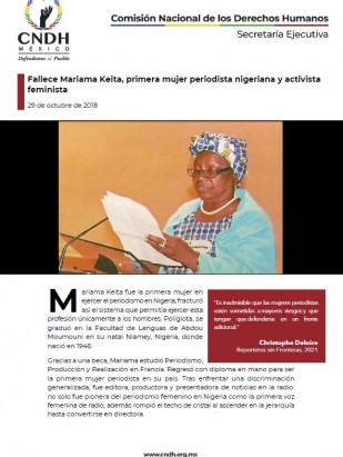 Fallece Mariama Keita, primera mujer periodista nigeriana y activista feminista