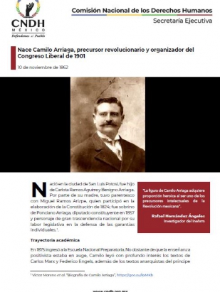 Nace Camilo Arriaga, precursor revolucionario y organizador del Congreso Liberal de 1901