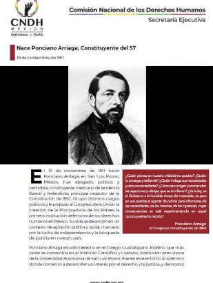 Nace Ponciano Arriaga, Constituyente del 57